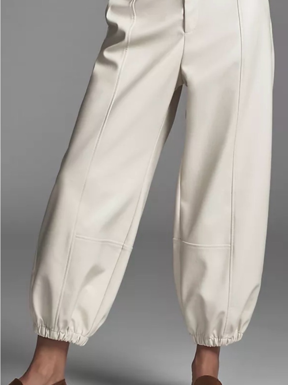 Maeve Wide-Leg Balloon Hem Faux Leather Trousers - Picture 3 of 4